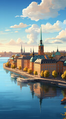 Obraz premium Stockholm background for social media, illustration