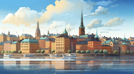 Fototapeta premium Stockholm background for social media, illustration