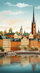 Fototapeta premium Stockholm background for social media, illustration