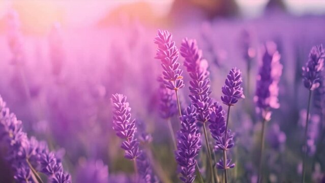A lush lavender field swaying gently in the breeze,