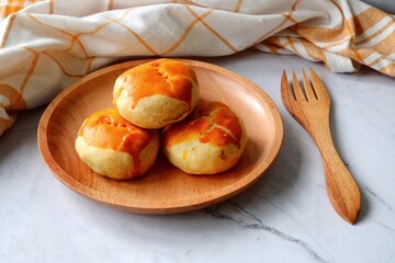 Bakpia or Kue Pia, is one of indonesian food made from a mixture of green beans and sugar, which is wrapped in flour, then baked