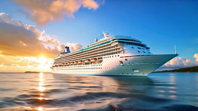 A majestic cruise ship, a cruise ship on the ocean