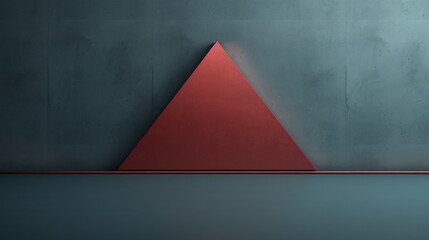 A red triangle stands out against a vibrant blue background in a striking wallpaper, background, copy space