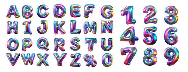 foil holographic birthday balloon alphabet set letters and numbers