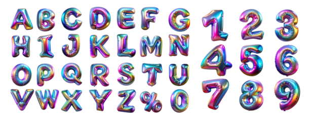 foil holographic birthday balloon alphabet set letters and numbers