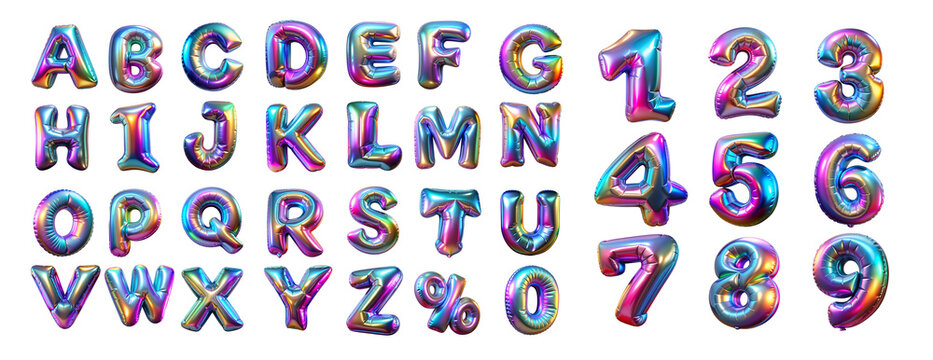 foil holographic birthday balloon alphabet set letters and numbers