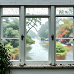 rainy window, house, door, architecture, home, wall,frame	