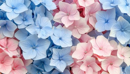 Vibrant close up of exquisite blue and pink flowers in vivid and beautiful colors - Powered by Adobe