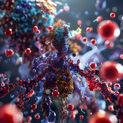 3D Rendered of Insulin as an Emotional Guardian Promoting Resilience and Stress Tolerance - obrazy, fototapety, plakaty