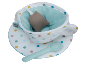 Cloth coffee set cut out isolated transparent background