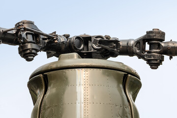 Military transport helicopter, rotor blades close up