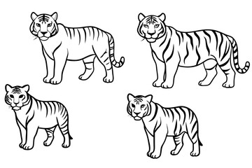 tiger line art silhouette vector illustration