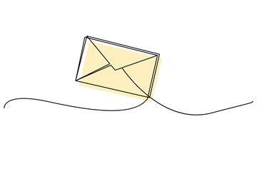 Minimalist Line Art Envelope with Flowing Line, Modern Design