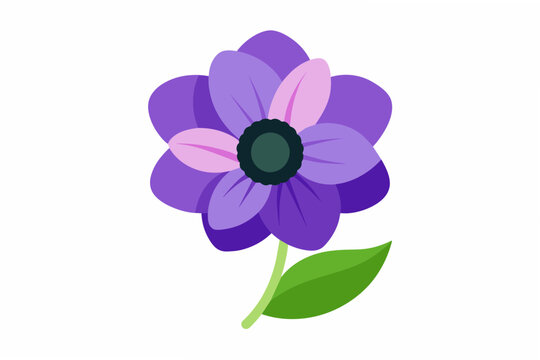 purple flower with green stem on white clip art preview