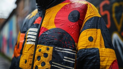 Obraz premium urban street style, a bold and graphic textile print inspired by urban street art, offering a modern and edgy addition to any wardrobe as a statement piece