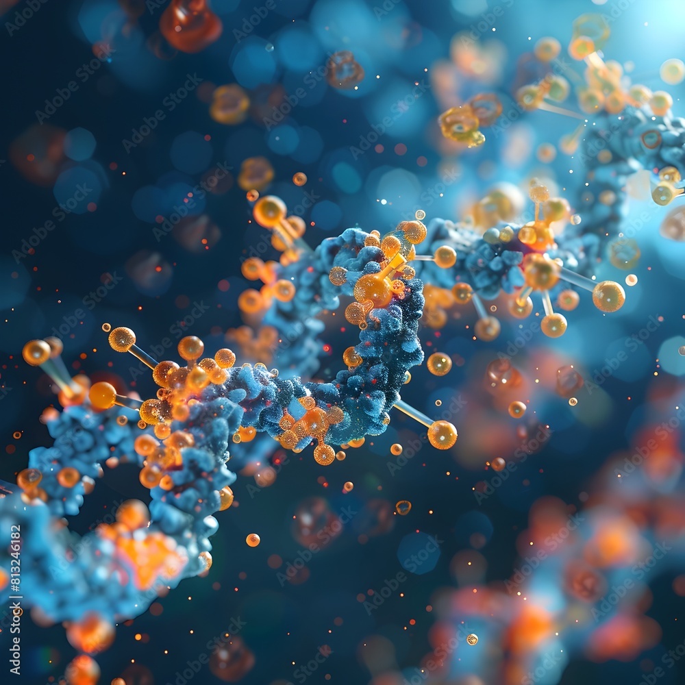 Poster intricate 3d rendering of the insulin molecule highlighting its complex structure and composition