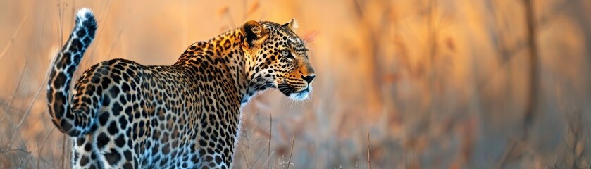 Fototapeta premium The Leopard's Tail Swishes Restlessly