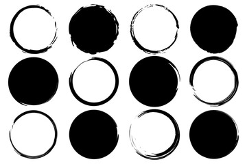 Brush Stroke Circle Icons, Minimalist Abstract Design