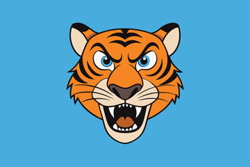 tiger face cartoon vector illustration