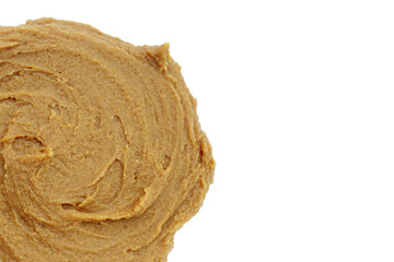 Japanese miso paste on white background.