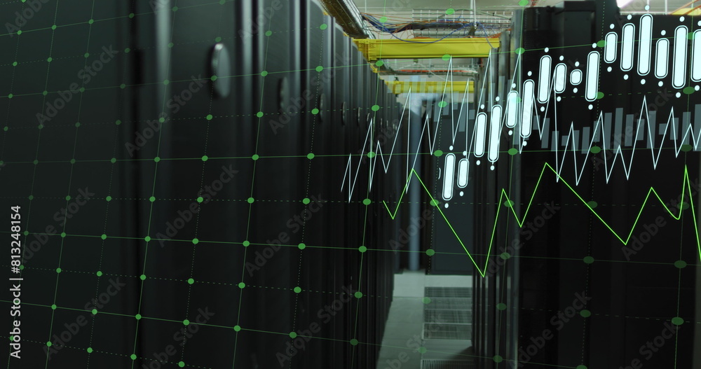 Poster image of multiple graphs with changing numbers over data server room