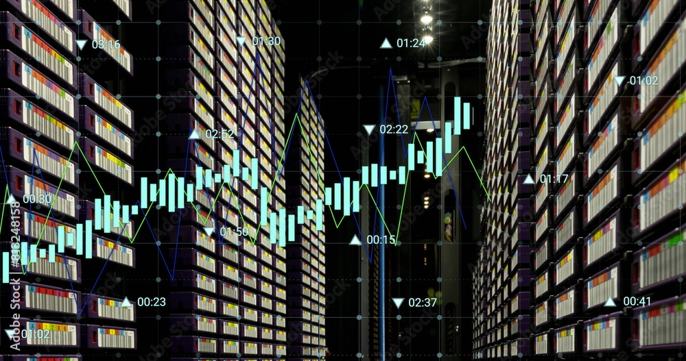 Poster image of statistical data processing against computer server room