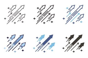 Arrows pointing and shooting up icon. Growth, progress, direction, success vector graphic element