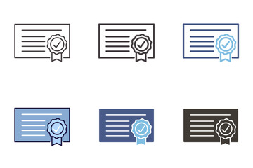 Certificate icon. Diploma, award, achievement certification, appreciation and recognition card vector graphic element.