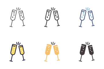 Champagne glass toast cheers icon. Drink vector graphic element
