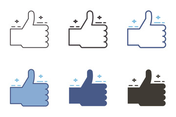 thumbs up icon. Vector graphic elements with hand and raised thumb. Positive, yes, like, agree