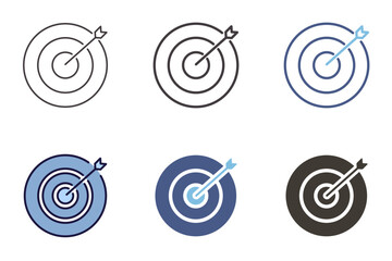 Target focus goal with arrow icon. Vector graphic elements of a dartboard accuracy