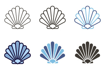Scallop seashell icon. Sea beach object commonly found in sand vector graphic element
