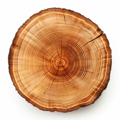 Closeup of a fresh tree wood cut, isolated on a white background, Ai Generated