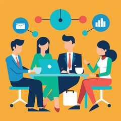 Business people working together in a coworking space stock illustration