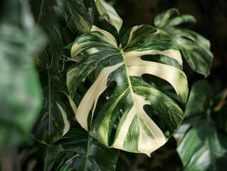 view of monstera albo variegated plant - ai