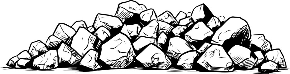 Pile of stones sketch drawing © safri