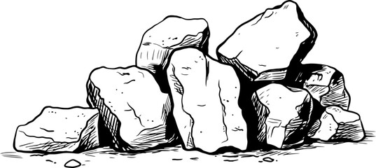 Pile of stones sketch drawing © safri