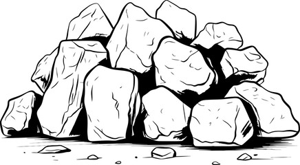 Pile of stones sketch drawing © safri