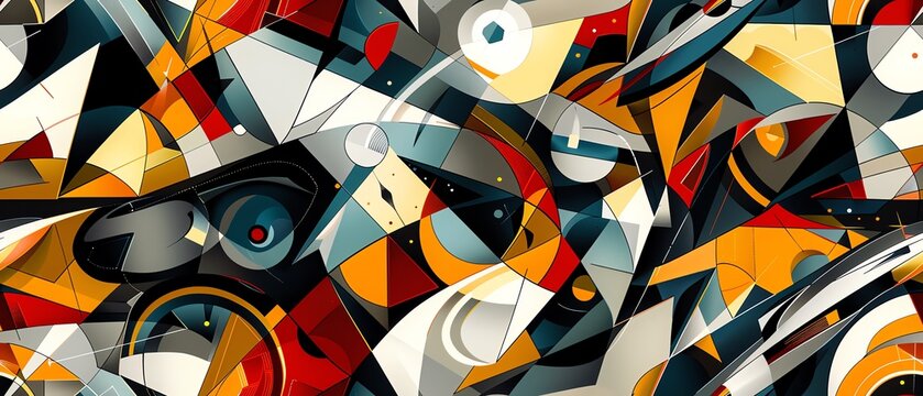Capture the essence of flight and cubist artistry in a dynamic aerial scene, blending the geometric precision of Cubism with the freedom of aviation pioneers