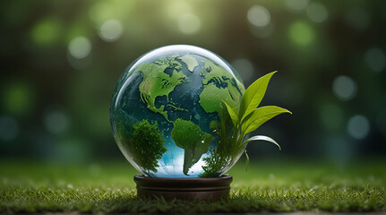 glob of earth concept of environment protect green environment. Generative. Ai