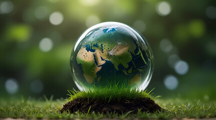 glob of earth concept of environment protect green environment. Generative. Ai