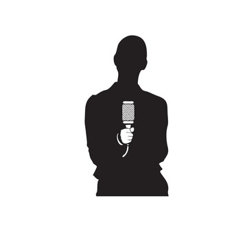 recommend clip art: Journalist with microphone