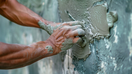 Man Applying Cement on a Wall