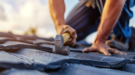 Man Hammering Roof