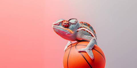 Chameleon with a basketball 