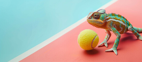 Chameleon and  tennis, minimal concept
