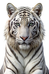 Obraz premium Majestic White Tiger with Detailed Fur Markings on White Background
