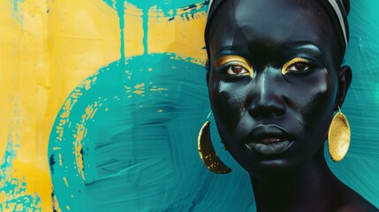 Stylish portrait of African ethnicity model. Creative fashion concept, Ai Generated