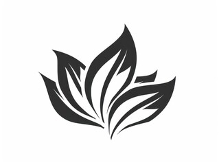 natural health leaf logo design, black and white monochromatic