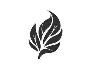 Fototapeta na wymiar natural health leaf logo design, black and white monochromatic